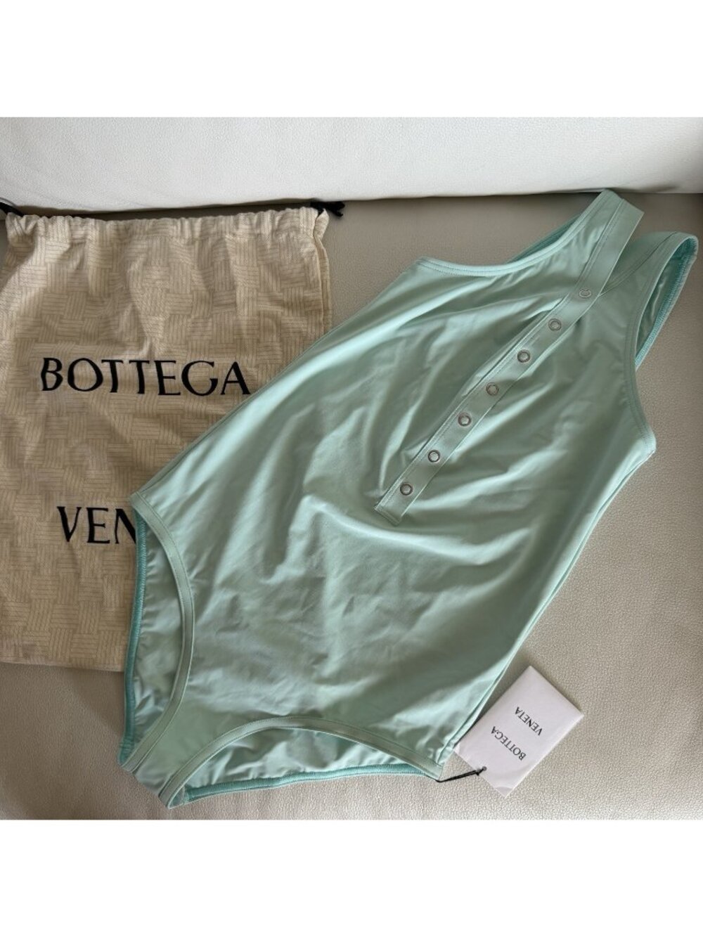 NWT BOTTEGA Veneta Swimsuit Blue Button Sz S 100% Authentic